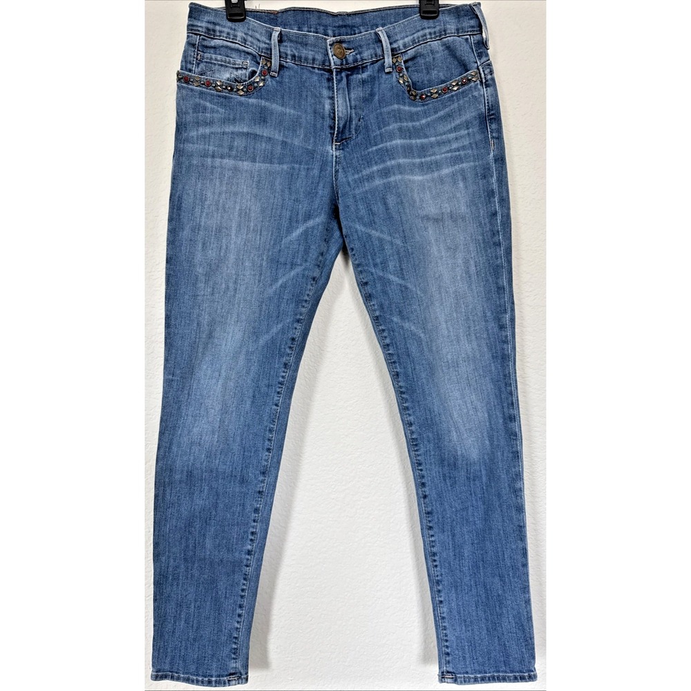 TRUE RELIGION Jeans Womens Size 31 Medium/Light Wash Embellished Pockets CHRISSY - Picture 1 of 16